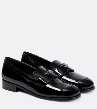 Лоферы из лакированной кожи Prada, черный