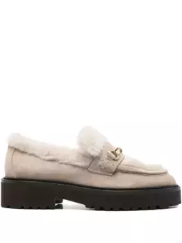 Лоферы из овчины на платформе 40 мм Doucal's, нейтральный