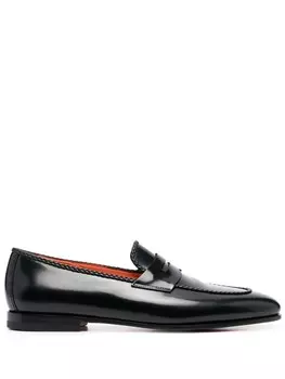 Лоферы из полированной кожи Santoni, черный