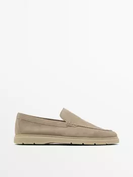 Лоферы из спилковой замши Massimo Dutti, коричневый