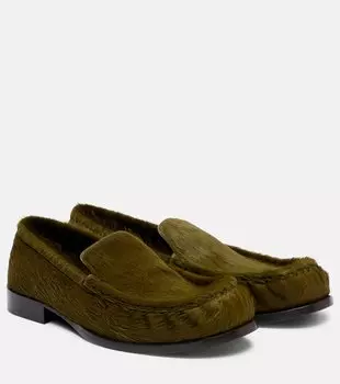 Лоферы из телячьей шерсти Dries Van Noten, Pistache
