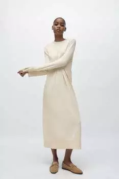 Лоферы из замши с разделками с пряжкой ZARA, коричневый