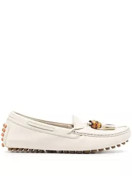 Лоферы из зернистой кожи с кисточками Gucci, белый