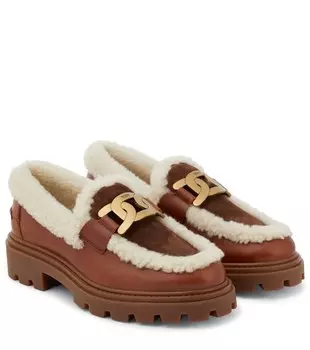 Лоферы Kate из кожи и овечьей шерсти Tod's, коричневый