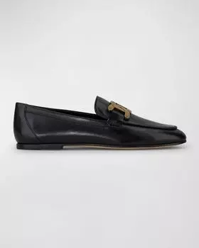 Лоферы Kate на плоской подошве с цепочкой Tod's, цвет Black