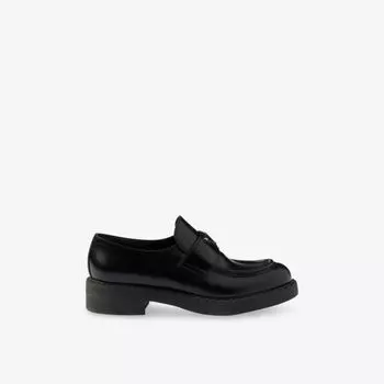 Лоферы кожаные Prada с логотипом-плашкой, черный