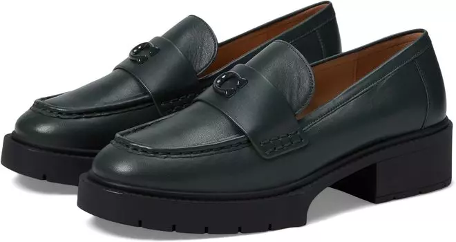 Лоферы Leah Leather Loafer COACH, цвет Amazon Green