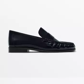 Лоферы Massimo Dutti Gathered Penny Strap, синий