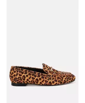 Лоферы Meopa Horsebit & Studs Metallic Leopard Print Loafers Rag & Co, мультиколор