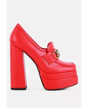 Лоферы на массивной платформе с украшением Bratz Horsebit Diamante London Rag, красный