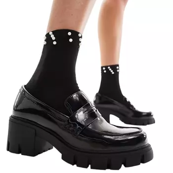 Лоферы Pull&Bear Patent Heeled, черный