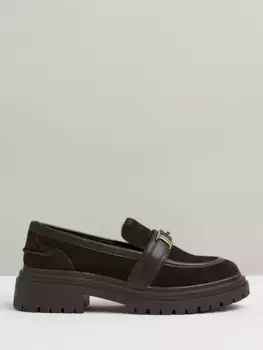 Лоферы Reiss Adina Suede and Leather Cleated, цвет chocolate
