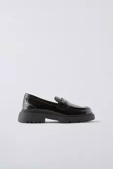 Лоферы с броги ZARA, черный