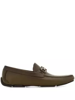 Лоферы с декором Gancini Ferragamo, зеленый