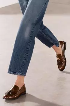 Лоферы с кистками ZARA, коричневый