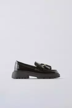 Лоферы с кисточками ZARA, черный