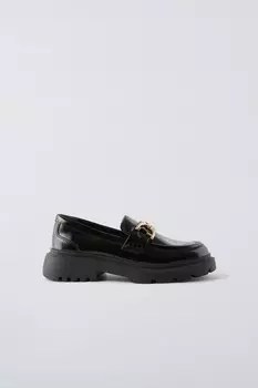 Лоферы с металлической детали ZARA, черный