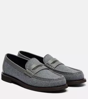 Лоферы с отделкой из кожи Monili Brunello Cucinelli, Medium Grey