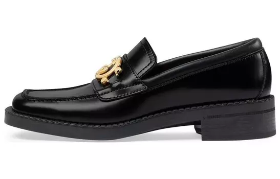 Лоферы с переплетенными буквами G, черные кожаные Gucci