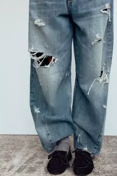 Лоферы с пряжкой и бахромой ZARA, черный