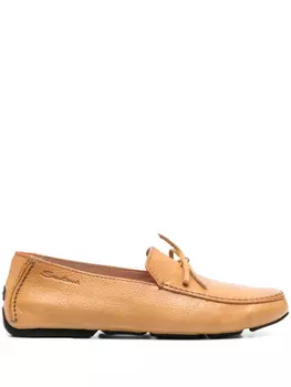 Лоферы Santoni из зерненой кожи, нейтральный