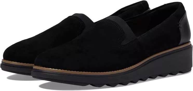 Лоферы Sharon Dolly Clarks, цвет Black Suede/Dark Tan Welt
