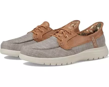 Лоферы SKECHERS Hands Free Slip-ins On-The-Go Flex - Coastal Sky, серо-коричневый
