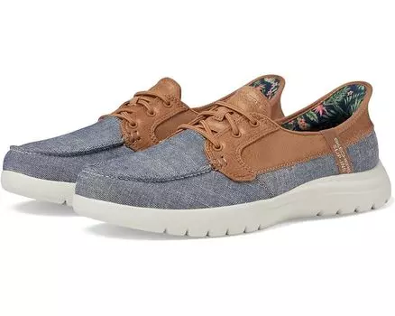 Лоферы SKECHERS Hands Free Slip-ins On-The-Go Flex - Coastal Sky, цвет Blue/White