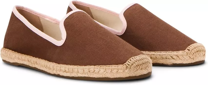 Лоферы Soludos Smoking Slipper Espadrille, цвет Brown / Light Pink