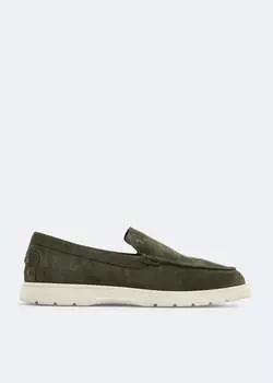 Лоферы TOD'S Suede slip-on loafers, зеленый