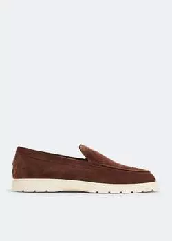 Лоферы TOD'S Suede slip-on loafers, коричневый