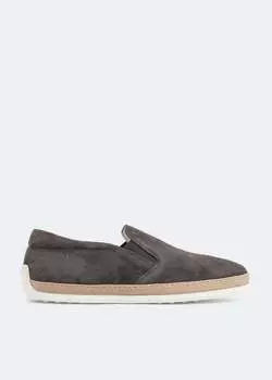 Лоферы TOD'S Suede slip-on loafers, серый