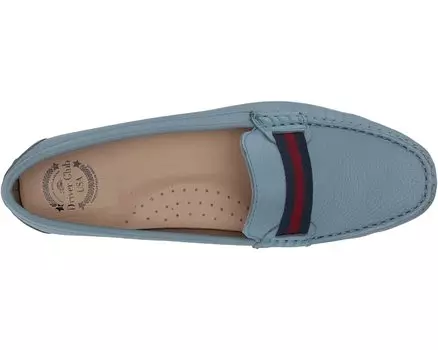 Лоферы Women's Leather Made in Brazil Grow Gain Ribbon Detail Driver Moc Loafer Driver Club USA, пудра голубая зернистая