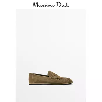 Лоферы замшевые Massimo Dutti женские, серо-коричневый