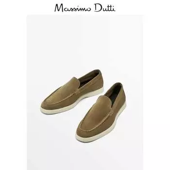 Лоферы замшевые мужские Massimo Dutti из натуральной кожи, коричневый