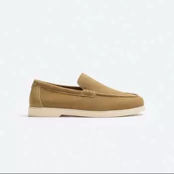 Лоферы Zara Casual Split Leather, бежевый