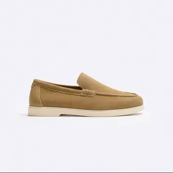 Лоферы Zara Casual Split Leather, бежевый
