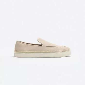 Лоферы Zara Casual Split Leather, песочно-коричневый