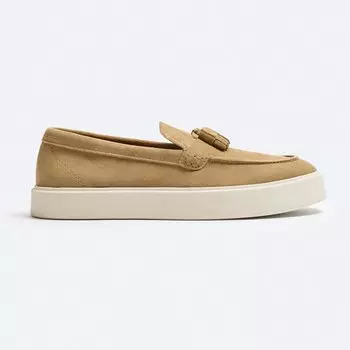 Лоферы Zara Split Leather With Tassels, бежевый