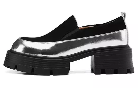 Лоферы женские Bosssunwen, цвет Black/Silver