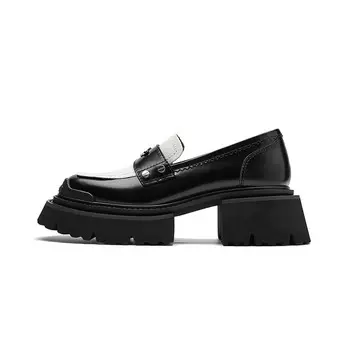 Лоферы женские черный/белый Cherykally