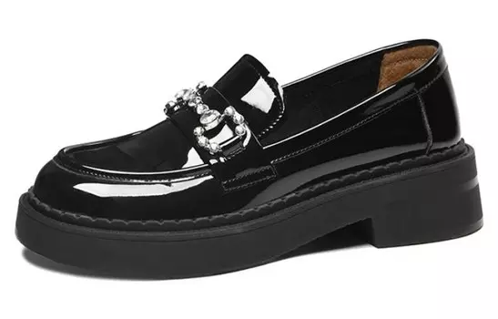 Лоферы женские низкие черный Cameido