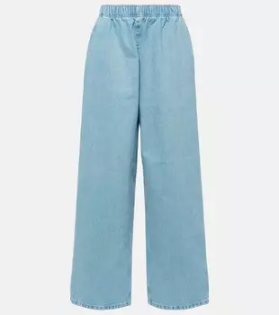 Лого джинсы с широкими штанинами Prada, Sky