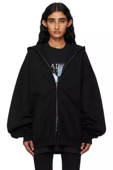 Лого худи с молнией оверсайз Vetements, черный