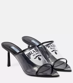 Лого ПВХ шлепанцы Prada, черный
