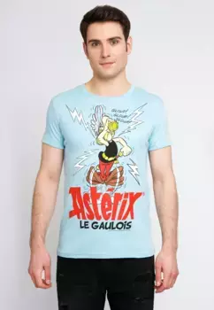 Logoshirt Футболка "Астерикс Ле Голуа" с принтом Астерикс и волшебное зелье, голубой
