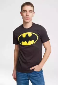LOGOSHIRT Футболка "BATMAN - LOGO" с классным принтом спереди, серый