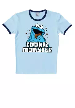 Logoshirt Футболка "Cookie Monster" с контрастными манжетами, белый