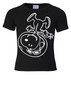 Logoshirt-футболка "Снупи Астронавт", с лицензионным оригинальным дизайном, черный