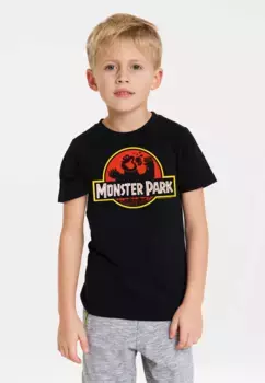 Logoshirt Футболка "Улица Сезам Cookie Monster Monster Park" с крутым принтом, черный